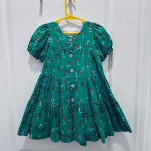 Pink Chicken Teal Floral Tiered Button Dress